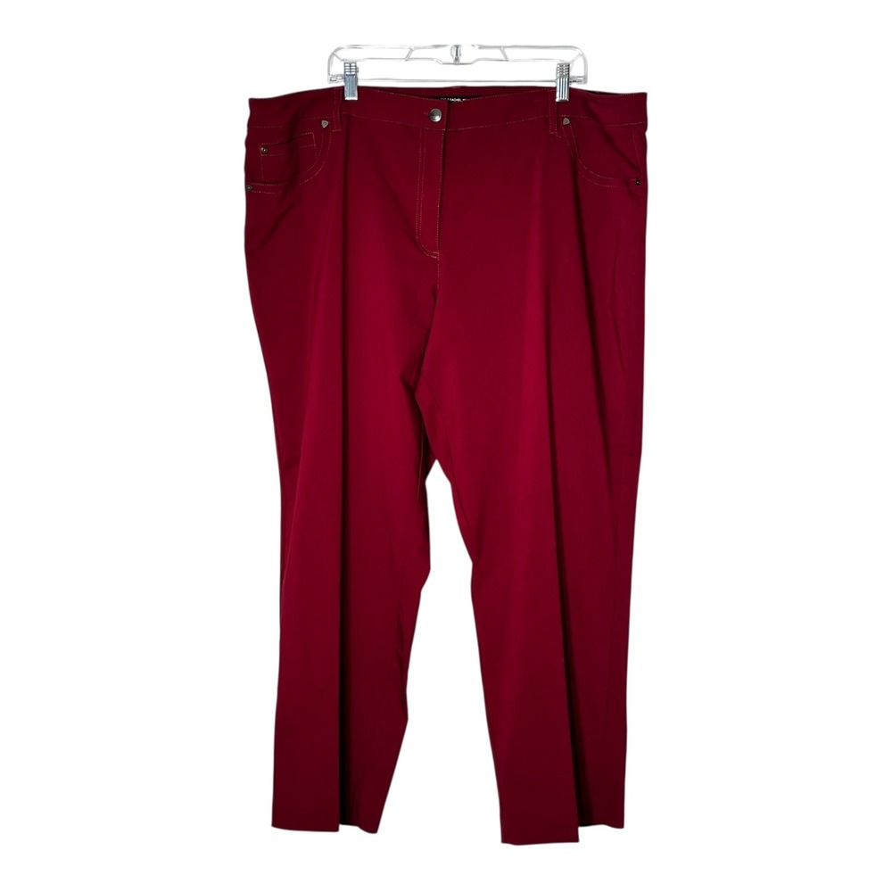 Zac & Rachel Woman Red‎ Straight Leg Stretch Trousers Pants Plus Size 24W